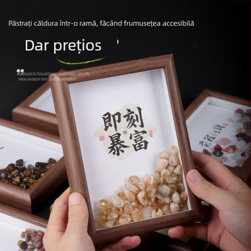 Ramă foto cu cristal natural, Sgj shi guangji, stil modern minimalist, gata pentru cadou