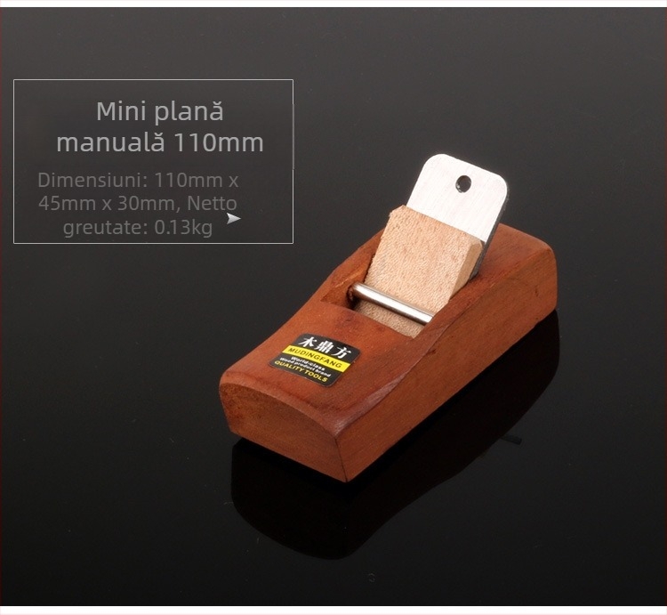 Planer plat pentru prelucrarea lemnului, lamă 65Mn, lățime 44 mm, lungimi 180/280/350/400 mm, grosime 3 mm, greutate 0.65 kg, model 180/280