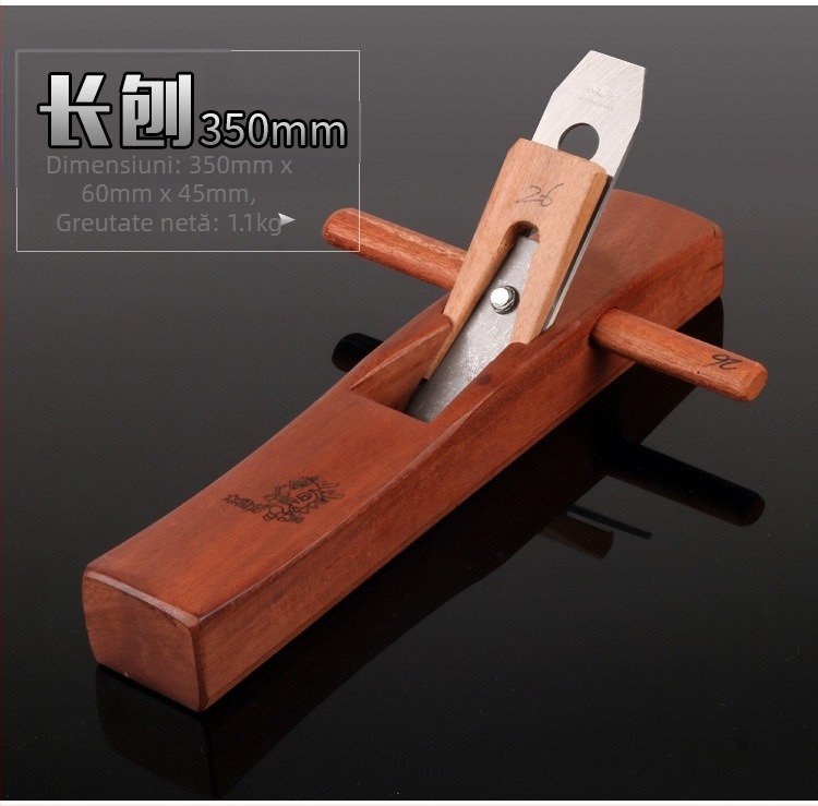 Planer plat pentru prelucrarea lemnului, lamă 65Mn, lățime 44 mm, lungimi 180/280/350/400 mm, grosime 3 mm, greutate 0.65 kg, model 180/280