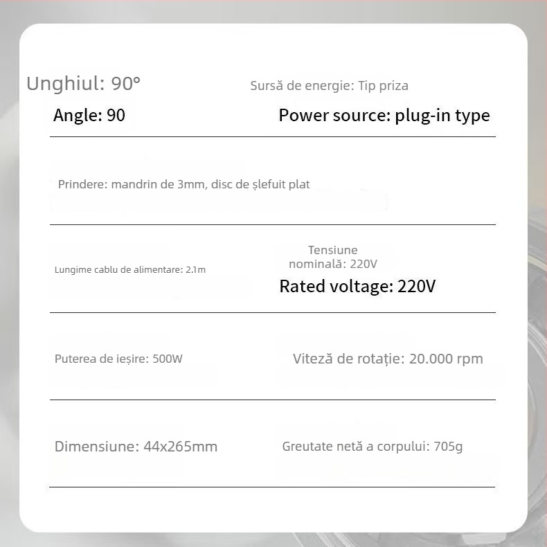 Unealtă electrică manuală pentru curățarea rosturilor între plăci, cu viteză reglabilă, cap de 90°, compactă, pentru șlefuire, polisare, tăiere și gravură, alimentare prin priză 110–220V