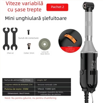 WANSHENG polizor unghiular pentru gravură și polisare, 90°, cu șase trepte de viteză, alimentare la priză, 110–240V