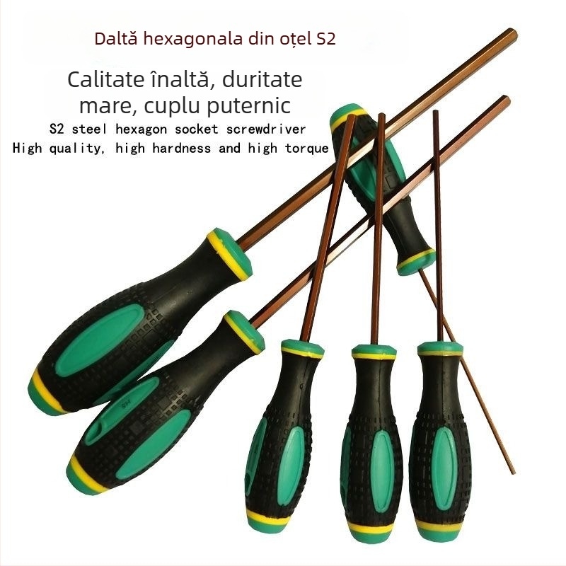 Șurubelniță S2 din oțel unelte, formă specială, magnetică și izolată, mâner din plastic