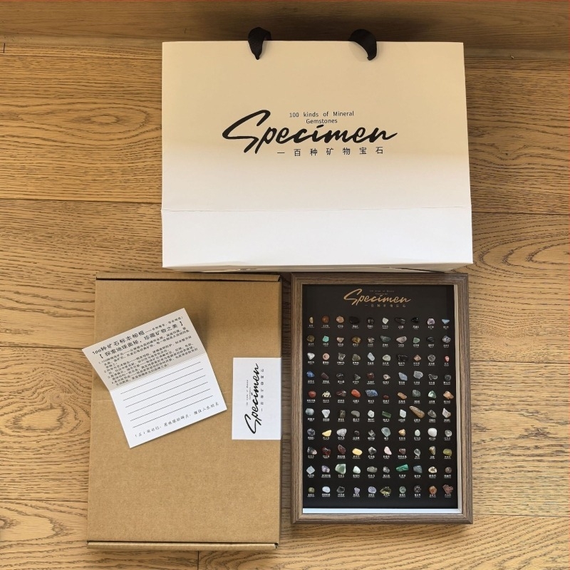 Set de mostre naturale de minerale în stil artă modernă, roci naturale brute, cutie cadou, cadou educațional pentru copii, zile de naștere și petreceri