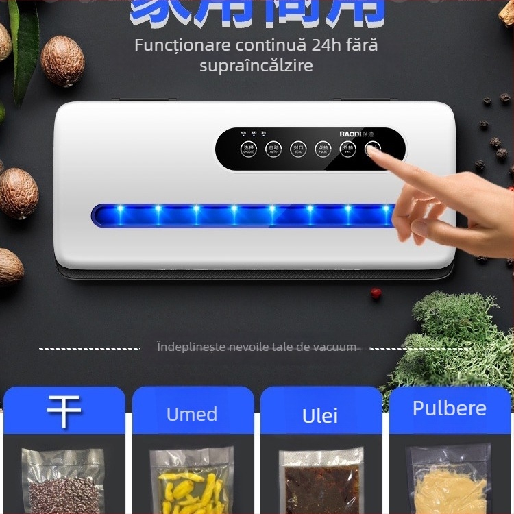 Mașină de vidat pentru ambalarea alimentelor, automată, păstrarea prospețimii, ambalare cu pungi de vid, potrivită pentru uz casnic și comercial