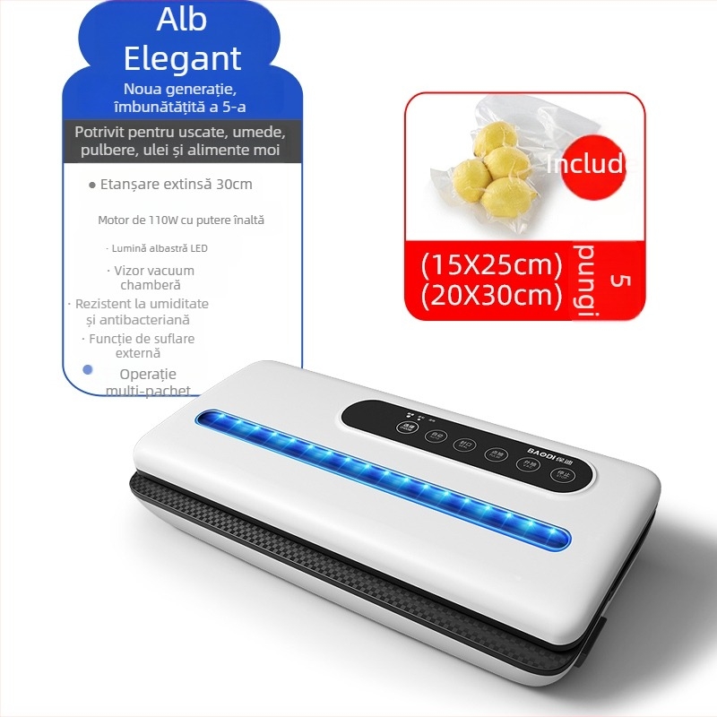 Mașină de vidat pentru ambalarea alimentelor, automată, păstrarea prospețimii, ambalare cu pungi de vid, potrivită pentru uz casnic și comercial