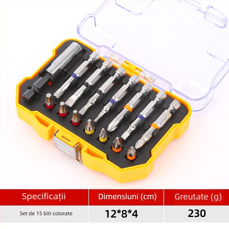 Set șurubelniță electrică, 50 de piese, 32 de bituri cruci hex, din oțel carbon, greutate 0.23 kg