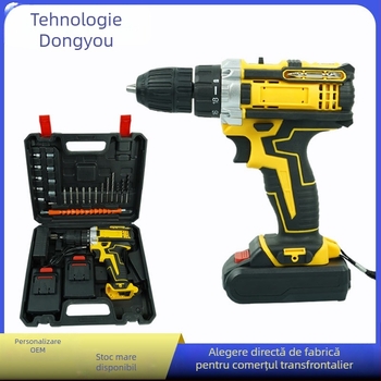 Bormașină de mână cu impact 21V, dublă viteză, trei funcții, baterie Li-Ion reîncărcabilă, mandrină cu blocare