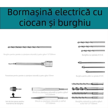 Xuxuan Set burghii ciocan: burghie spirală și triunghiulare, deschizător găuri pentru pereți, mâner pătrat și mâner rotund, kit cu 3 piese pentru mandrină