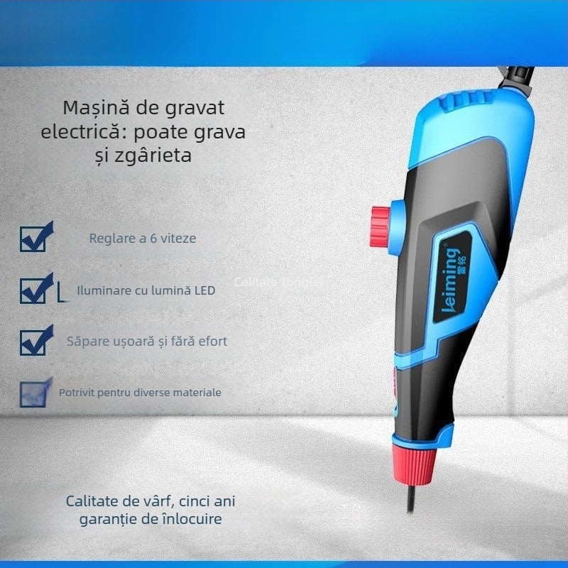 Penă de gravură electrică mică pentru prelucrare lemn, Tonglei, componente din oțel inoxidabil, baterie Li-ion reîncărcabilă, tensiune 50–250 V AC/DC
