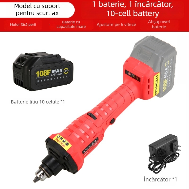 Freza drept fără perii, fără fir, pentru lustruire, tăiere și șlefuire – 18V, control în 6 viteze, baterie și încărcător incluse