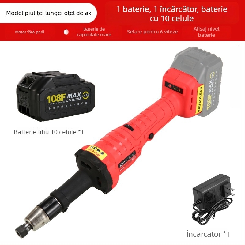 Freza drept fără perii, fără fir, pentru lustruire, tăiere și șlefuire – 18V, control în 6 viteze, baterie și încărcător incluse