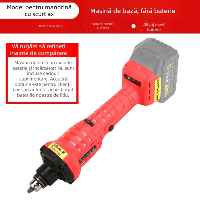 Freza drept fără perii, fără fir, pentru lustruire, tăiere și șlefuire – 18V, control în 6 viteze, baterie și încărcător incluse