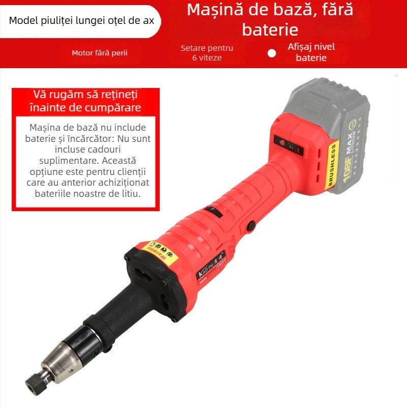 Freza drept fără perii, fără fir, pentru lustruire, tăiere și șlefuire – 18V, control în 6 viteze, baterie și încărcător incluse