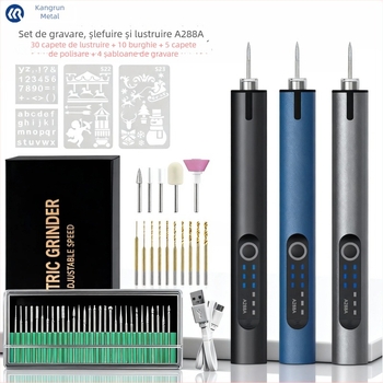 Pix de gravură electric cu iluminare – Kangrun A288A, baterie Li‑ion reîncărcabilă 3,7V, trei viteze, Include cablu de încărcare și șablon