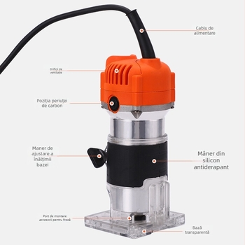 Freză pentru lemn cu motor brushless din cupru pur, 220V, alimentare prin priză, seria Mașină de prelucrare a lemnului
