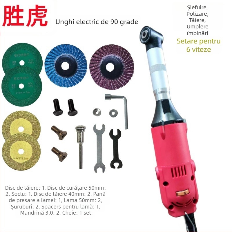 Kit electric de șlefuit unghiular și lustruit pentru șlefuire, gravare, curățare și finisare rosturi (Brand Victory tiger; Alimentare la priză; 50–250 V AC/DC)