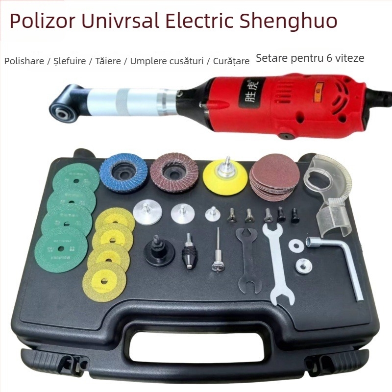 Kit electric de șlefuit unghiular și lustruit pentru șlefuire, gravare, curățare și finisare rosturi (Brand Victory tiger; Alimentare la priză; 50–250 V AC/DC)