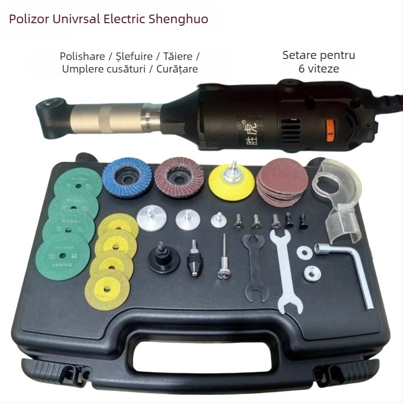 Kit electric de șlefuit unghiular și lustruit pentru șlefuire, gravare, curățare și finisare rosturi (Brand Victory tiger; Alimentare la priză; 50–250 V AC/DC)