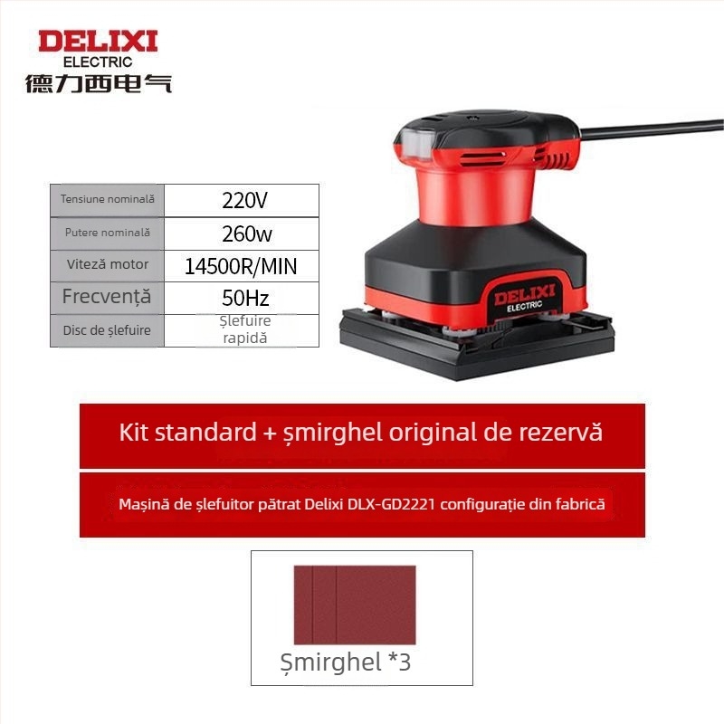 Delixi șmirghel electric fără praf pentru pereți și lemn – șlefuire cu glet