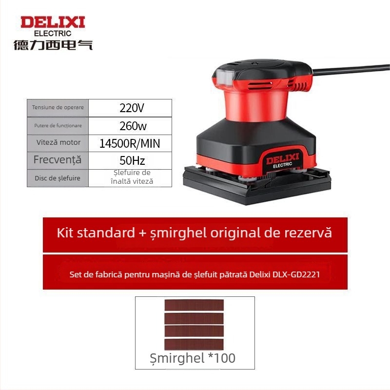 Delixi șmirghel electric fără praf pentru pereți și lemn – șlefuire cu glet