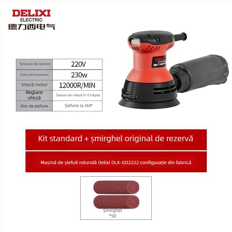 Delixi șmirghel electric fără praf pentru pereți și lemn – șlefuire cu glet
