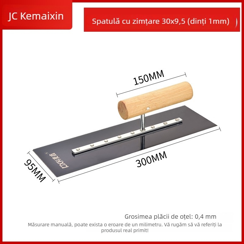 Spatulă pentru podea epoxy, lamă zimțată din oțel, pentru tencuieli, Kemaixin