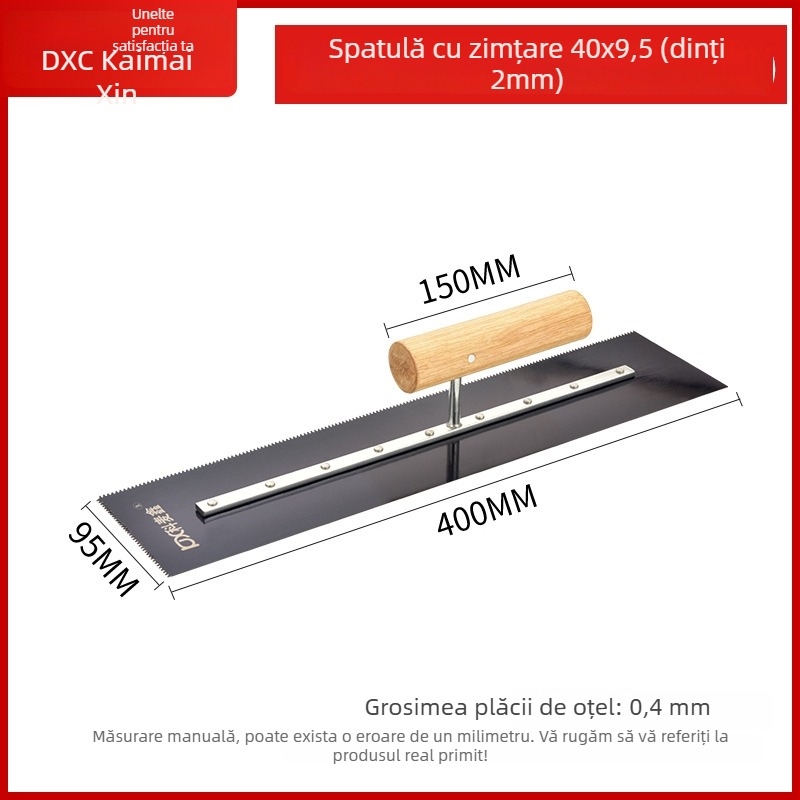 Spatulă pentru podea epoxy, lamă zimțată din oțel, pentru tencuieli, Kemaixin