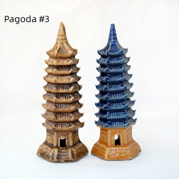 Pagodă ceramică pentru acvariu – mini peisaj Bonsai, lucrat manual, stil nou Chinezesc