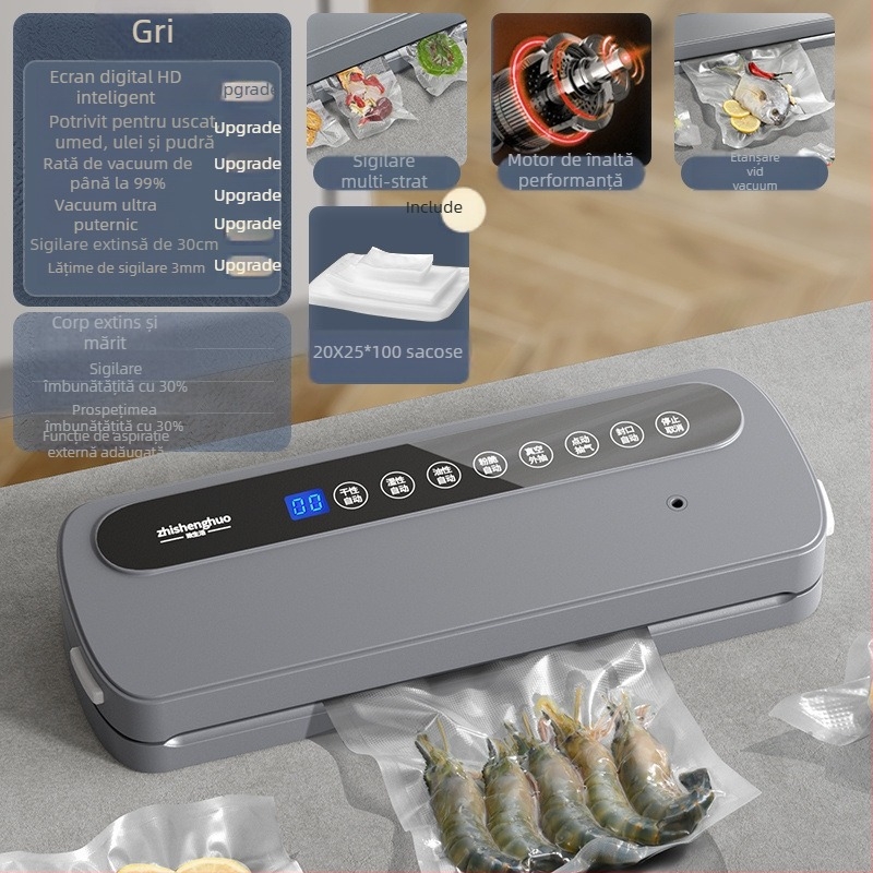 Mașină de vidat pentru uz casnic, ambalare alimentară, dual umed-uscat, sigilare din plastic