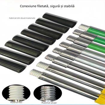 Tija telescopică pentru role și pensule de vopsea, construcție din oțel inoxidabil și aliaj de aluminiu, design extins de conectare