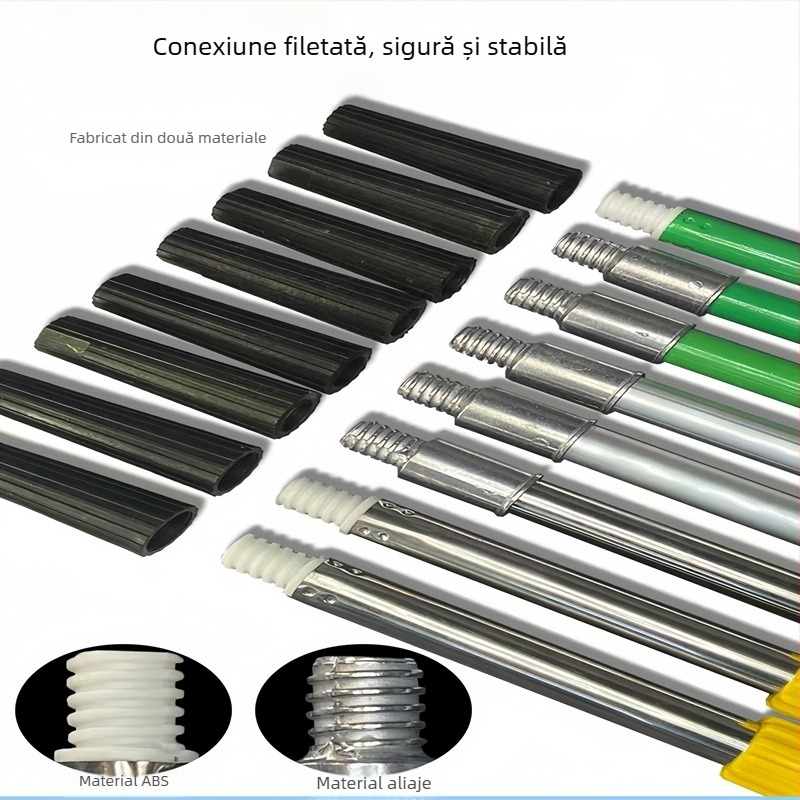 Tija telescopică pentru role și pensule de vopsea, construcție din oțel inoxidabil și aliaj de aluminiu, design extins de conectare