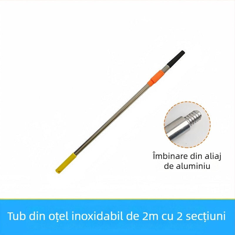 Tija telescopică pentru role și pensule de vopsea, construcție din oțel inoxidabil și aliaj de aluminiu, design extins de conectare