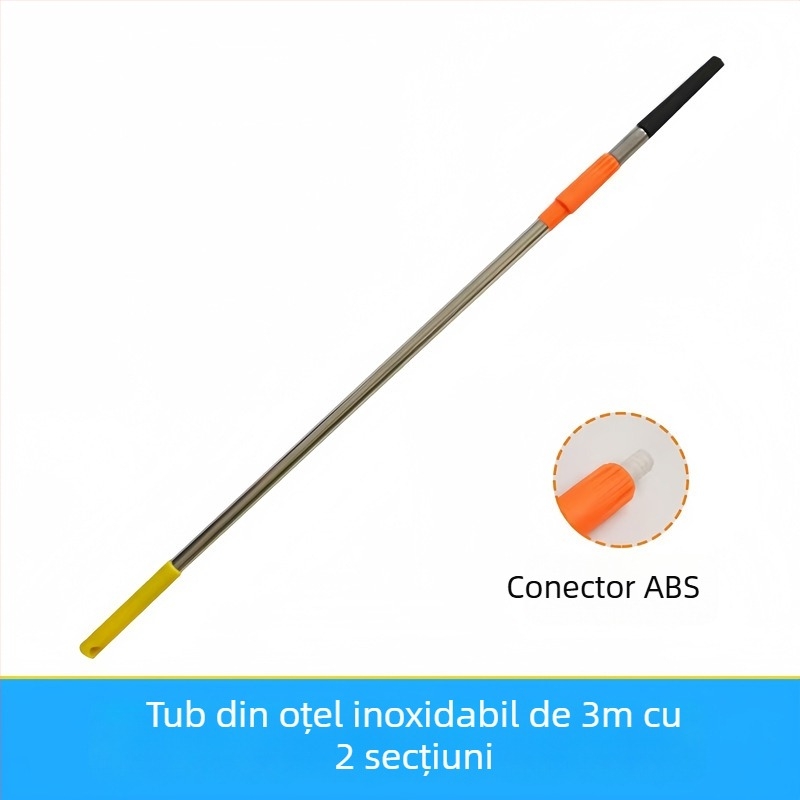 Tija telescopică pentru role și pensule de vopsea, construcție din oțel inoxidabil și aliaj de aluminiu, design extins de conectare
