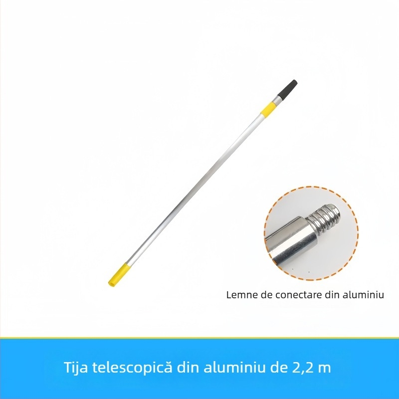 Tija telescopică pentru role și pensule de vopsea, construcție din oțel inoxidabil și aliaj de aluminiu, design extins de conectare