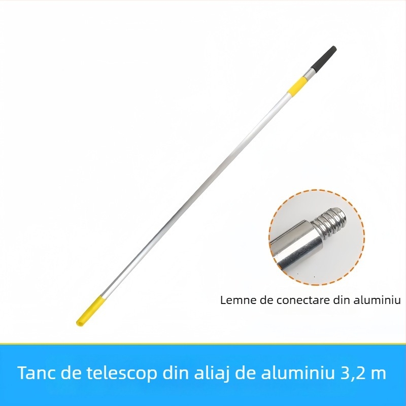 Tija telescopică pentru role și pensule de vopsea, construcție din oțel inoxidabil și aliaj de aluminiu, design extins de conectare