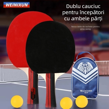 Set de rachete pentru tenis de masă - Wilson, lamă din plop, gumă inversată, mâner orizontal, rachetă star