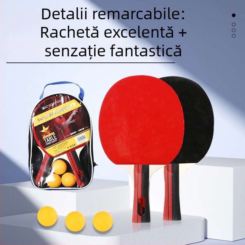 Set de rachete pentru tenis de masă - Wilson, lamă din plop, gumă inversată, mâner orizontal, rachetă star