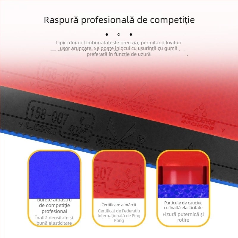 LOKI R7 Paletă de tenis de masă – placă din fibră de carbon, cauciuc adeziv, stil Shakehand, personalizare disponibilă