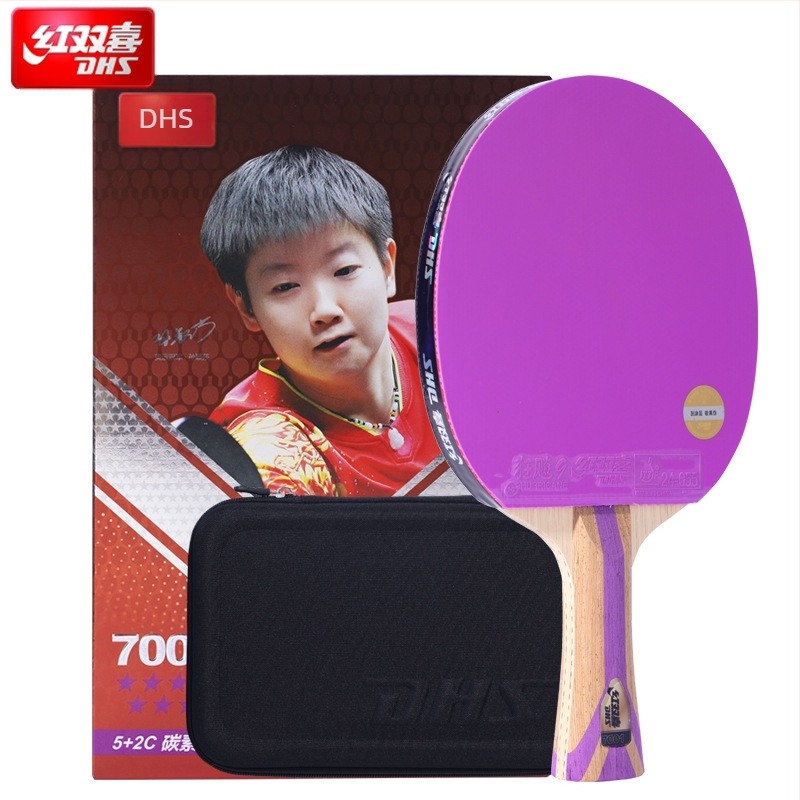 Rachetă DHS pentru tenis de masă shakehand, placă din fibră de carbon, cauciuc reverse-glue, H7001/H7004