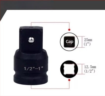 Adaptor greu pentru priză cu acționare pătrată – oțel cu carbon înalt, suprafață fosfată, 0,3 kg