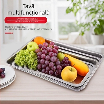 Farfurie din oțel inoxidabil, pătrată, cu fund plat, cu logo imprimat