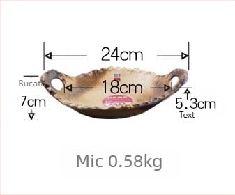 Placă ceramică pentru foc direct, stil japonez, rezistentă la căldură, cu mâner dublu