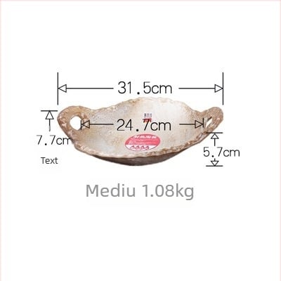 Placă ceramică pentru foc direct, stil japonez, rezistentă la căldură, cu mâner dublu