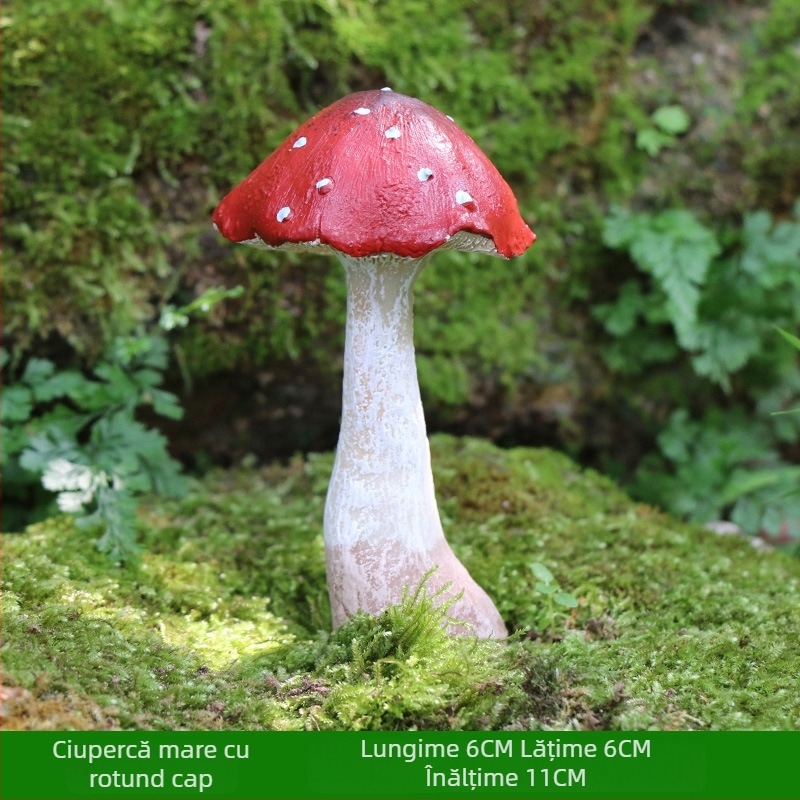 Ornament de grădină din rășină în formă de ciupercă pentru micro-peisaj, stil pastoral, manufactură semi-manuală și semi-mechanică