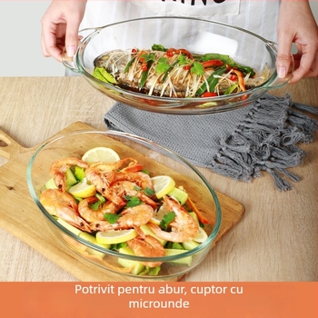 Farfurie dreptunghiulară din sticlă, rezistentă la temperatură, culoare solidă, stil nordic