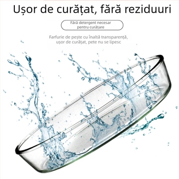 Farfurie dreptunghiulară din sticlă, rezistentă la temperatură, culoare solidă, stil nordic