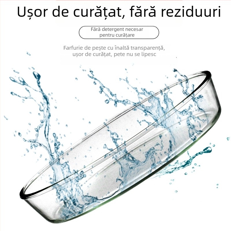 Farfurie dreptunghiulară din sticlă, rezistentă la temperatură, culoare solidă, stil nordic