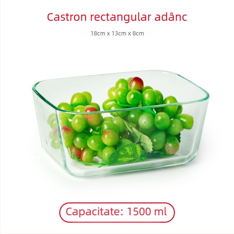 Farfurie dreptunghiulară din sticlă, rezistentă la temperatură, culoare solidă, stil nordic