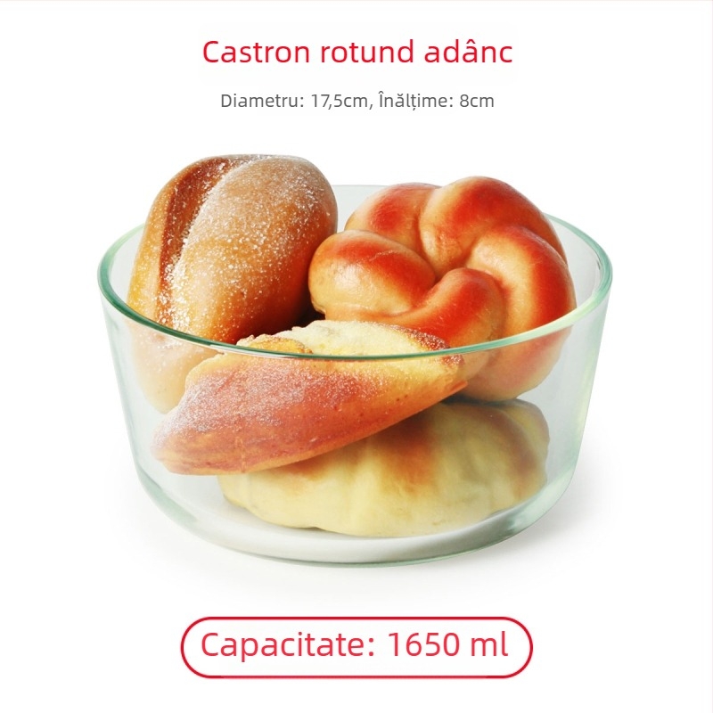 Farfurie dreptunghiulară din sticlă, rezistentă la temperatură, culoare solidă, stil nordic