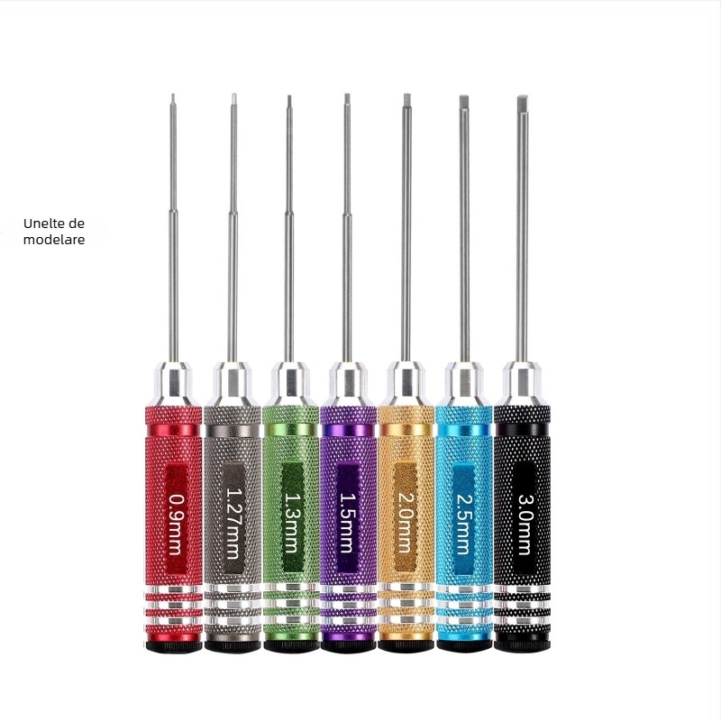 Set șurubelnițe hexagonale pentru modele de aeronave și mașini, oțel carbon tratat cu strat titan, set multifunctional pentru demontare și asamblare, include cheie și suport pentru unelte